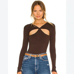 Revolve 27 Miles Quinlan Long Sleeve Top Black Cutout Sweater Size Medium